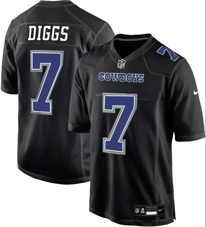 Dallas Cowboys #7 Trevon Diggs Carbon Black Fashion Game Jersey
