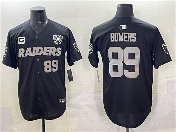 Las Vegas Raiders #89 Brock Bowers Black With Nevada Silver Stat Patch And 65th Anniversary Patch 3-Star C Patch Stitched Baseball Jersey Las Vegas Raiders #89 Brock Bowers Black With Nevada Silver Stat Patch And 65th Anniversary Patch 3-Star C Patch Stitched Baseball Jersey