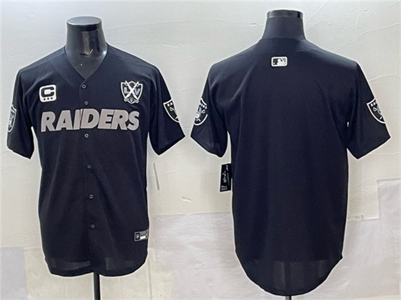 Las Vegas Raiders Blank Black With Nevada Silver Stat Patch And 65th Anniversary Patch 3-Star C Patch Stitched Baseball Jersey Las Vegas Raiders Blank Black With Nevada Silver Stat Patch And 65th Anniversary Patch 3-Star C Patch Stitched Baseball Jersey