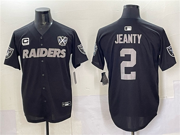 Las Vegas Raiders #2 Ashton Jeanty Black With Nevada Silver Stat Patch And 65th Anniversary Patch 3-Star C Patch Stitched Baseball Jersey Las Vegas Raiders #2 Ashton Jeanty Black With Nevada Silver Stat Patch And 65th Anniversary Patch 3-Star C Patch Stitched Baseball Jersey