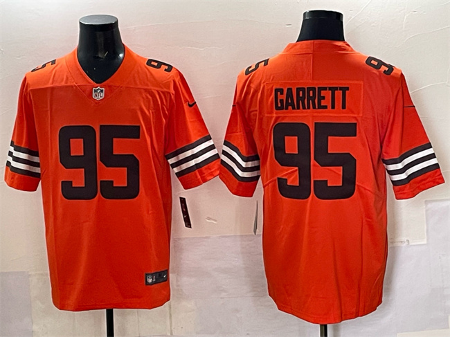 Cleveland Browns #95 Myles Garrett Orange Vapor Limited Football Stitched Jersey