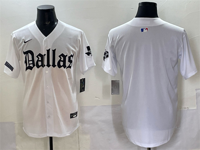 Dallas Cowboys Blank White 'Gothic Lone Star Edition' Limited Stitched Baseball Jersey Dallas Cowboys Blank White 'Gothic Lone Star Edition' Limited Stitched Baseball Jersey