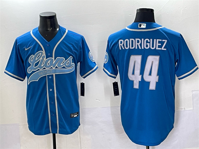 Detroit Lions #44 Malcolm Rodriguez Blue Cool Base Stitched Baseball Jersey