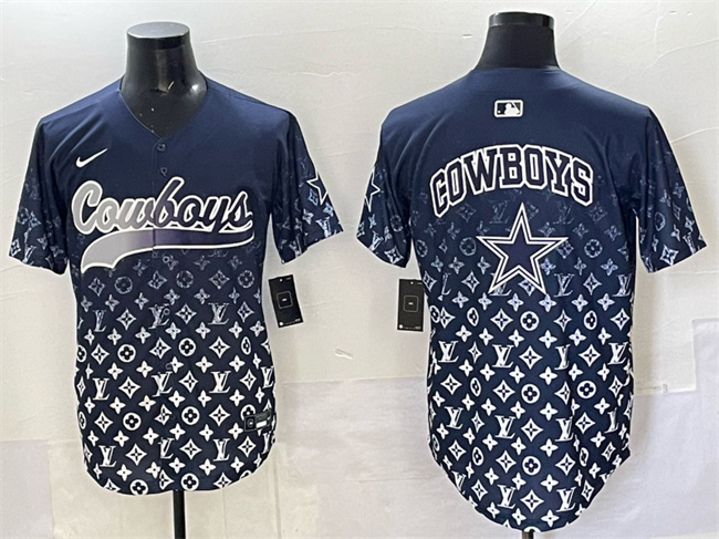 Dallas Cowboys Team Big Logo Navy Limited Stitched Baseball Jersey Dallas Cowboys Team Big Logo Navy Limited Stitched Baseball Jersey