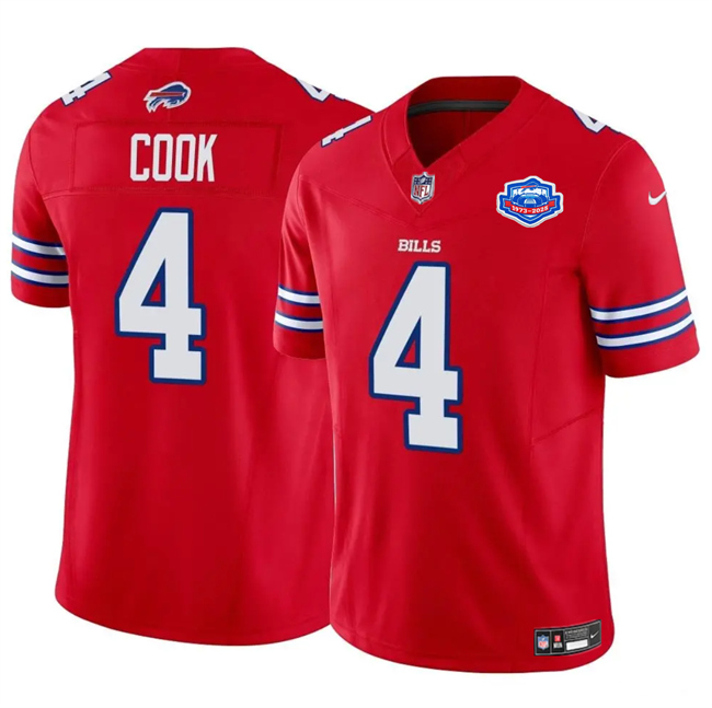 Buffalo Bills #4 James Cook Red 2025 F.U.S.E. With Farewell Patch Vapor Untouchable Limited Football Stitched Jersey
