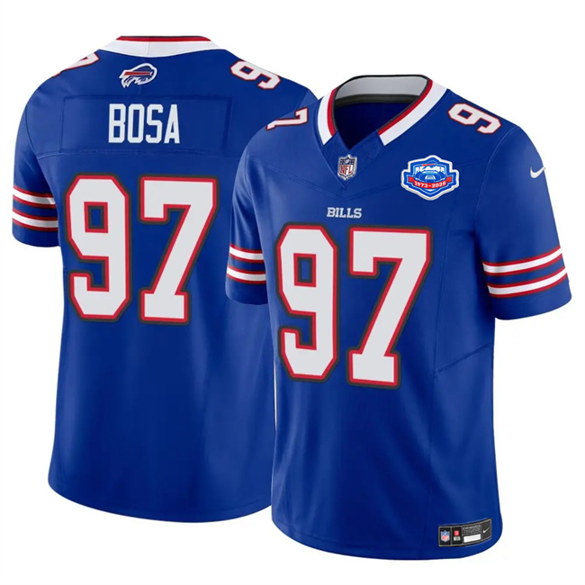 Buffalo Bills #97 Joey Bosa Blue 2025 F.U.S.E. With Farewell Patch Vapor Untouchable Limited Football Stitched Jersey