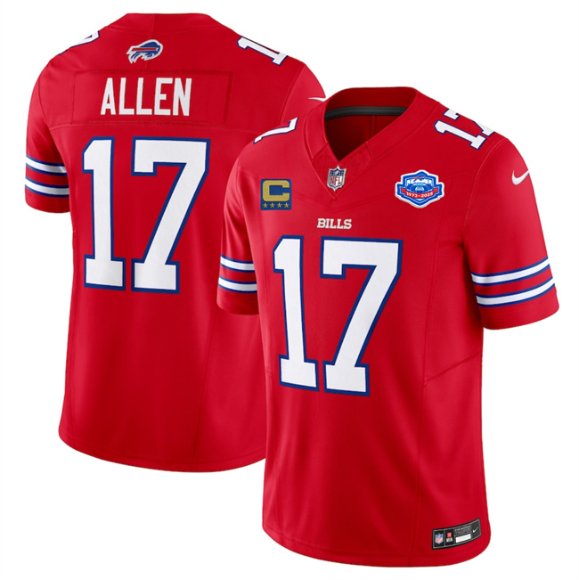 Buffalo Bills #17 Josh Allen Red 2025 F.U.S.E. With Farewell Patch And 4-Star C Patch Vapor Untouchable Limited Football Stitched Jersey