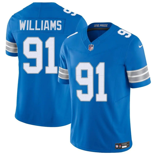 Detroit Lions #91 Tyleik Williams Blue 2025 F.U.S.E. Vapor Limited Football Stitched Game Jersey