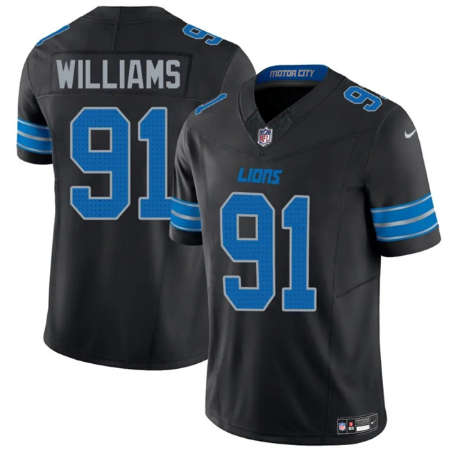 Detroit Lions #91 Tyleik Williams Black 2025 F.U.S.E. Vapor Limited Football Stitched Game Jersey