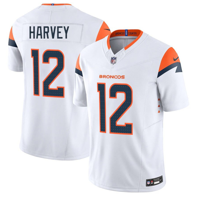 Denver Broncos #12 RJ Harvey White 2025 F.U.S.E. Vapor Limited Football Stitched Jersey