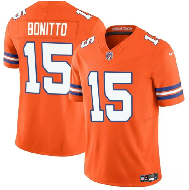 Denver Broncos #15 Nik Bonitto Orange F.U.S.E. Mile High Collection 1977 Throwback Vapor Limited Football Stitched Jersey