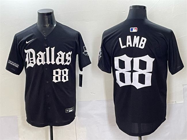 Dallas Cowboys #88 CeeDee Lamb Black 'Gothic Lone Star Edition' Limited Stitched Baseball Jersey