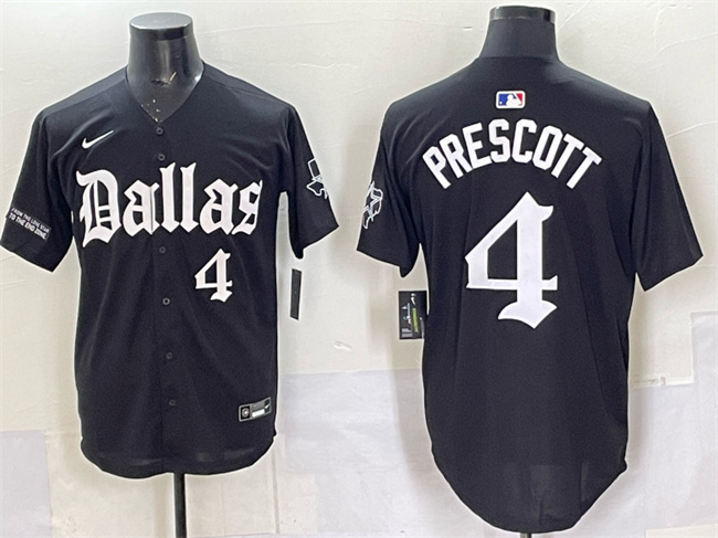 Dallas Cowboys #4 Dak Prescott Black 'Gothic Lone Star Edition' Limited Stitched Baseball Jersey