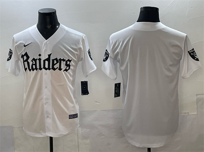 Las Vegas Raiders Blank White 'Gothic Sin City Shadows Edition' Vapor Limited Stitched Baseball Jersey Las Vegas Raiders Blank White 'Gothic Sin City Shadows Edition' Vapor Limited Stitched Baseball Jersey