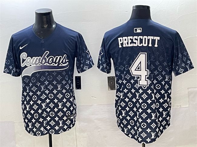 Dallas Cowboys #4 Dak Prescott Navy Limited Stitched Baseball Jersey