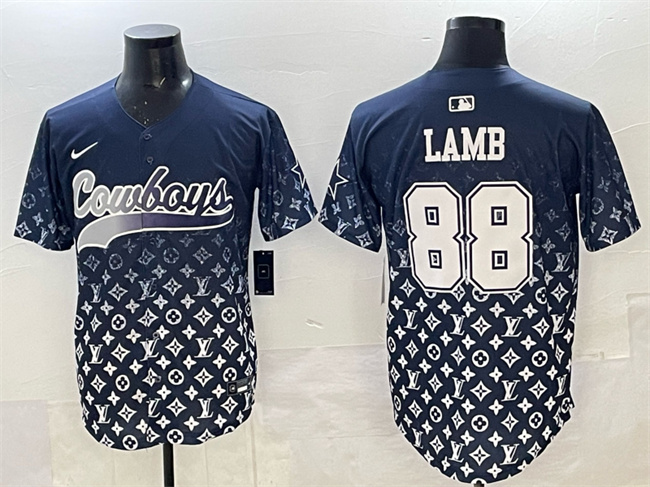 Dallas Cowboys #88 CeeDee Lamb Navy Limited Stitched Baseball Jersey Dallas Cowboys #88 CeeDee Lamb Navy Limited Stitched Baseball Jersey