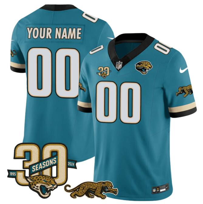 Jacksonville Jaguars Active Player Custom Teal F.U.S.E With 30th Seasons Patch Vapor Limited Football Stitched Jersey