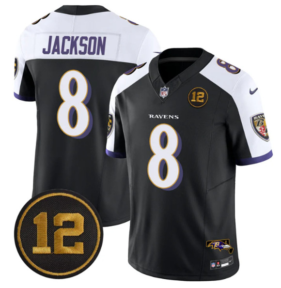 Baltimore Ravens #8 Lamar Jackson Black Alternate 2025 F.U.S.E Jacoby Jones Patch Vapor Limited Football Jersey
