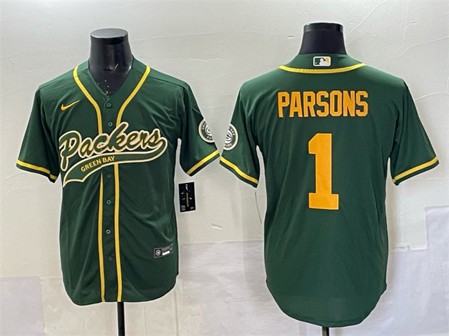 Green Bay Packers #1 Micah Parsons Green Cool Base Stitched Baseball Jersey