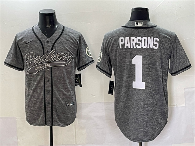 Green Bay Packers #1 Micah Parsons Gray Cool Base Stitched Baseball Jersey