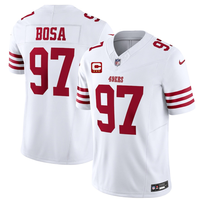 San Francisco 49ers #97 Nick Bosa White 2025 F.U.S.E. With 3-Star C Patch Vapor Untouchable Limited Stitched Football Jersey