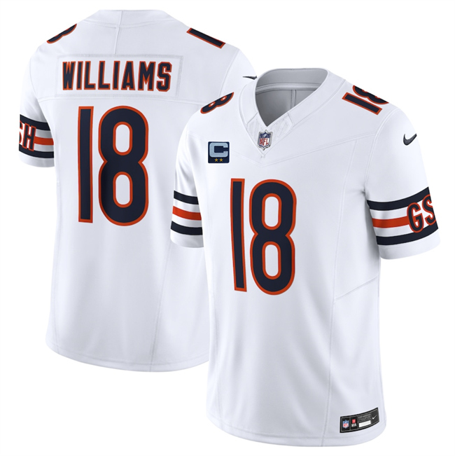 Chicago Bears #18 Caleb Williams White 2025 F.U.S.E. With 2-Star C Patch Vapor Untouchable Limited Stitched Football Jersey