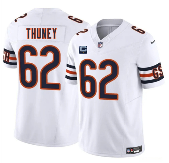 Chicago Bears #62 Joe Thuney White 2025 F.U.S.E. With 1-Star C Patch Vapor Untouchable Limited Stitched Football Jersey
