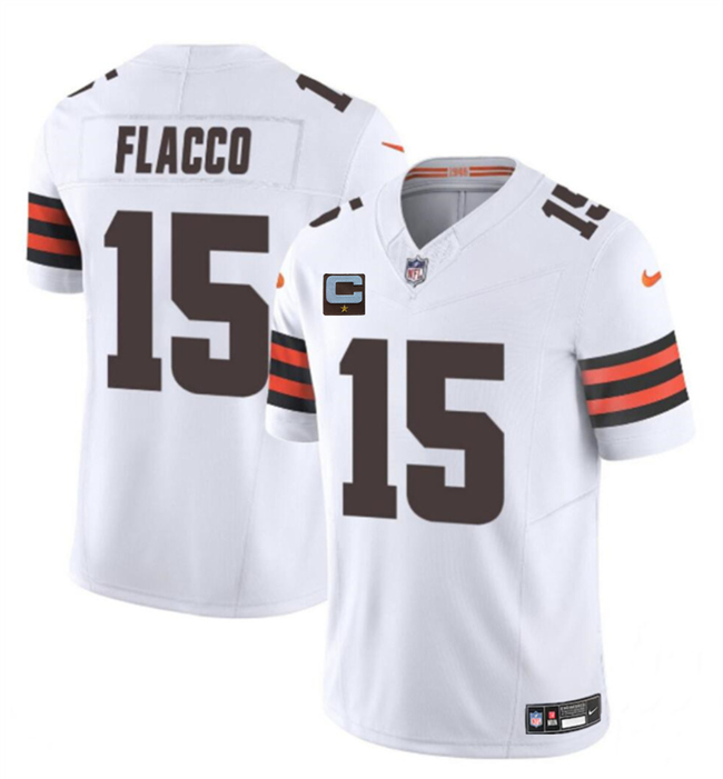 Cleveland Browns #15 Joe Flacco White 2025 F.U.S.E. With 1-Star C Patch Vapor Limited Stitched Football Jersey