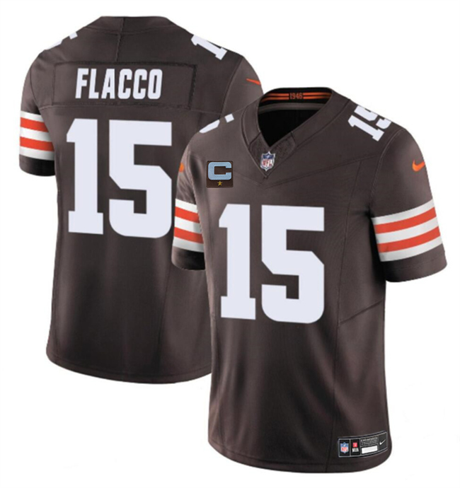 Cleveland Browns #15 Joe Flacco Brown 2025 F.U.S.E. With 1-Star C Patch Vapor Limited Stitched Football Jersey