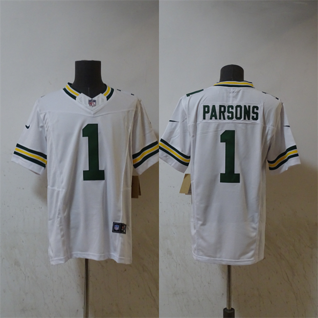 Green Bay Packers #1 Micah Parsons White Vapor 2025 F.U.S.E. Limited Stitched Football Jersey