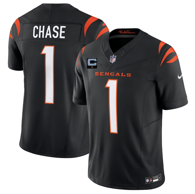 Cincinnati Bengals #1 Ja'Marr Chase Black 2025 F.U.S.E. With 1-Star C Patch Vapor Untouchable Limited Stitched Football Jersey