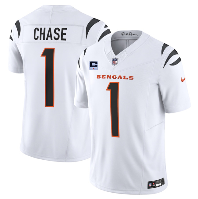 Cincinnati Bengals #1 Ja'Marr Chase White 2025 F.U.S.E. With 1-Star C Patch Vapor Untouchable Limited Stitched Football Jersey