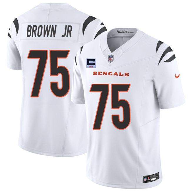 Cincinnati Bengals #75 Orlando Brown Jr White 2025 F.U.S.E. With 2-Star C Patch Vapor Untouchable Limited Stitched Football Jersey