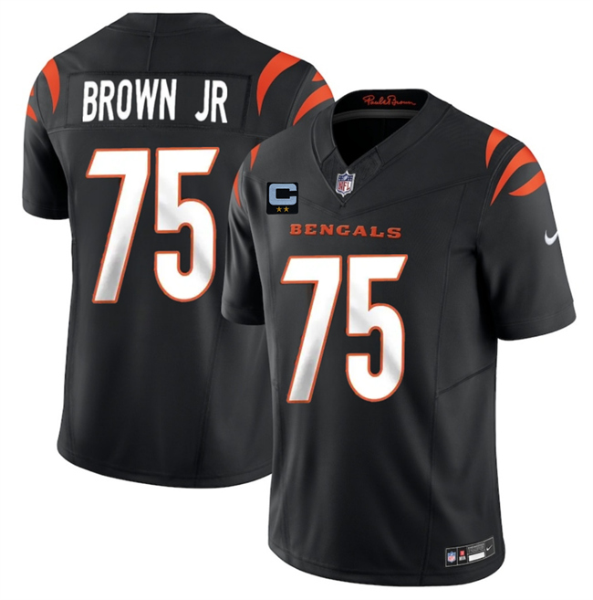 Cincinnati Bengals #75 Orlando Brown Jr Black 2025 F.U.S.E. With 2-Star C Patch Vapor Untouchable Limited Stitched Football Jersey