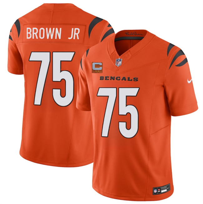Cincinnati Bengals #75 Orlando Brown Jr Orange 2025 F.U.S.E. With 2-Star C Patch Vapor Untouchable Limited Stitched Football Jersey