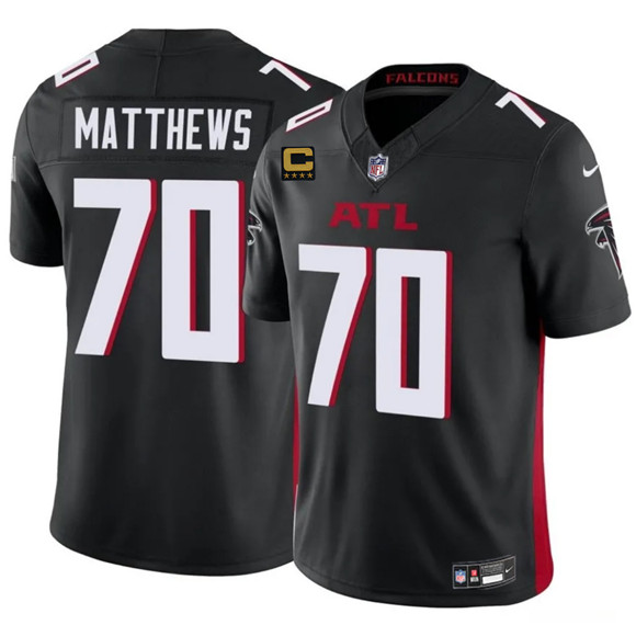 Atlanta Falcons #70 Jake Matthews Black 2025 F.U.S.E With 4-Star C Patch Vapor Untouchable Limited Football Stitched Jersey