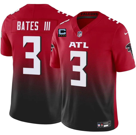 Atlanta Falcons #3 Jesse Bates III Red Black 2025 F.U.S.E With 4-Star C Patch Vapor Untouchable Limited Football Stitched Jersey