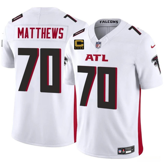 Atlanta Falcons #70 Jake Matthews White 2025 F.U.S.E With 4-Star C Patch Vapor Untouchable Limited Football Stitched Jersey