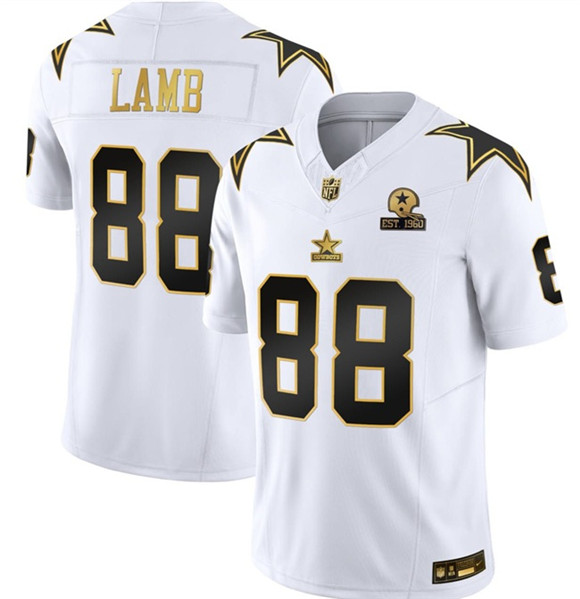 Dallas Cowboys #88 CeeDee Lamb White Gold F.U.S.E. With Established In 1960 Patch Vapor Limited Football Stitched Jersey Dallas Cowboys #88 CeeDee Lamb White Gold F.U.S.E. With Established In 1960 Patch Vapor Limited Football Stitched Jersey