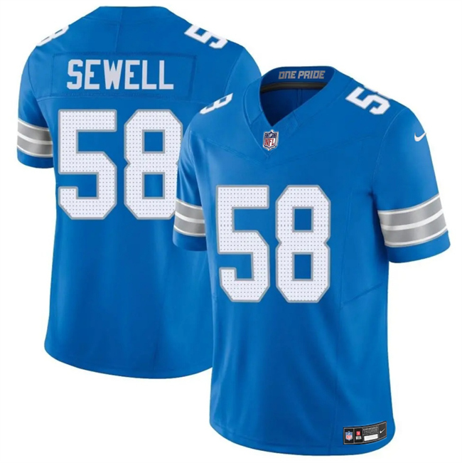 Detroit Lions #58 Penei Sewell Blue 2025 F.U.S.E. Vapor Limited Football Stitched Game Jersey