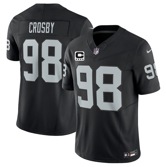 Las Vegas Raiders #98 Maxx Crosby Black 2025 F.U.S.E. With 4-Star C Patch Vapor Limited Football Stitched Jersey Las Vegas Raiders #98 Maxx Crosby Black 2025 F.U.S.E. With 4-Star C Patch Vapor Limited Football Stitched Jersey