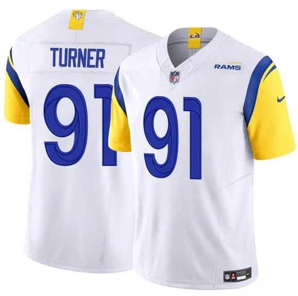 Los Angeles Rams #91 Kobie Turner White 2025 F.U.S.E. Vapor Untouchable Football Stitched Jersey Los Angeles Rams #91 Kobie Turner White 2025 F.U.S.E. Vapor Untouchable Football Stitched Jersey