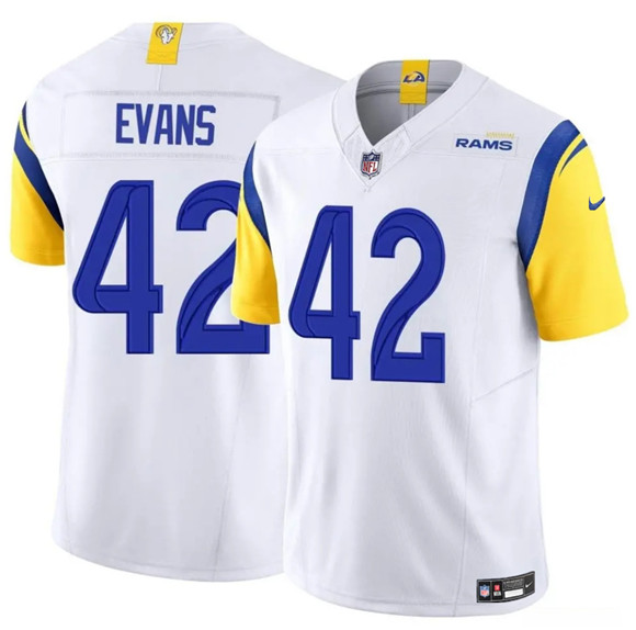 Los Angeles Rams #42 Ethan Evans White 2025 F.U.S.E. Vapor Untouchable Football Stitched Jersey Los Angeles Rams #42 Ethan Evans White 2025 F.U.S.E. Vapor Untouchable Football Stitched Jersey