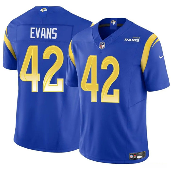 Los Angeles Rams #42 Ethan Evans Blue 2025 F.U.S.E. Vapor Untouchable Football Stitched Jersey Los Angeles Rams #42 Ethan Evans Blue 2025 F.U.S.E. Vapor Untouchable Football Stitched Jersey