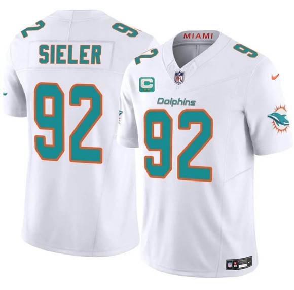 Miami Dolphins #92 Zach Sieler White 2025 F.U.S.E. With 2-Star C Patch Vapor Limited Football Stitched Jersey