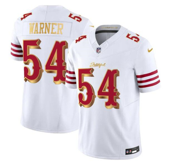 San Francisco 49ers #54 Fred Warner White Gold 2025 F.U.S.E. ??Rivalries?? Vapor Limited Football Stitched Jersey