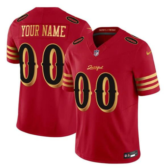 San Francisco 49ers Active Player Custom Red Gold 2025 F.U.S.E. ??Rivalries?? Vapor Limited Football Stitched Jersey