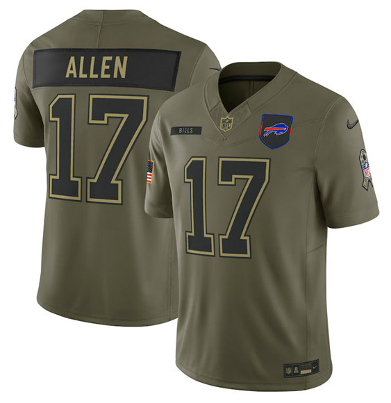 Buffalo Bills #17 Josh Allen Olive 2025 Salute to Service Limited Football Stitched Jersey