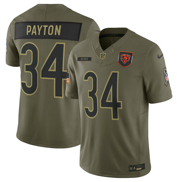 Chicago Bears #34 Walter Payton Olive 2025 Salute to Service Limited Football Stitched Jersey