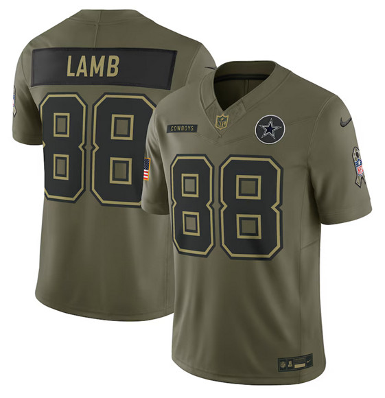 Dallas Cowboys #88 CeeDee Lamb Olive 2025 Salute to Service Limited Football Stitched Jersey